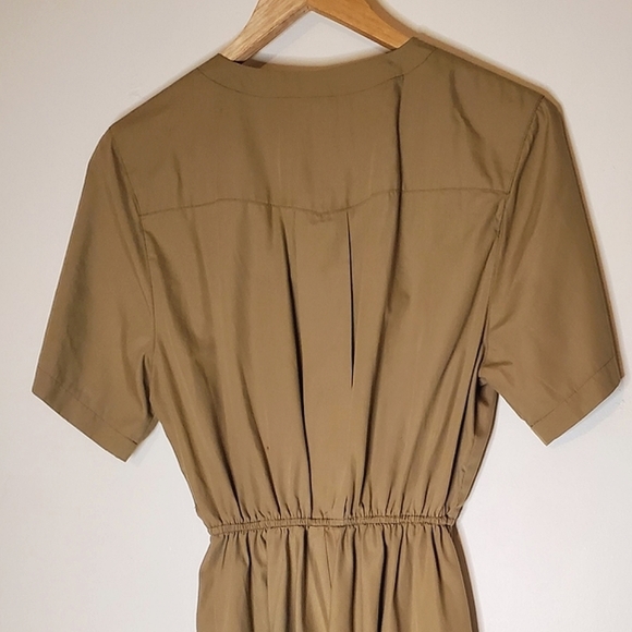 Revolution Muse Army-Influenced Dress with Pocket, Gathered Waist & Red Buttons - Picture 14 of 16